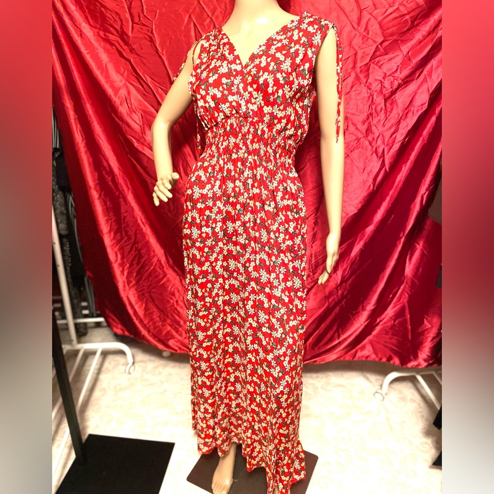 red floral long dress size XL